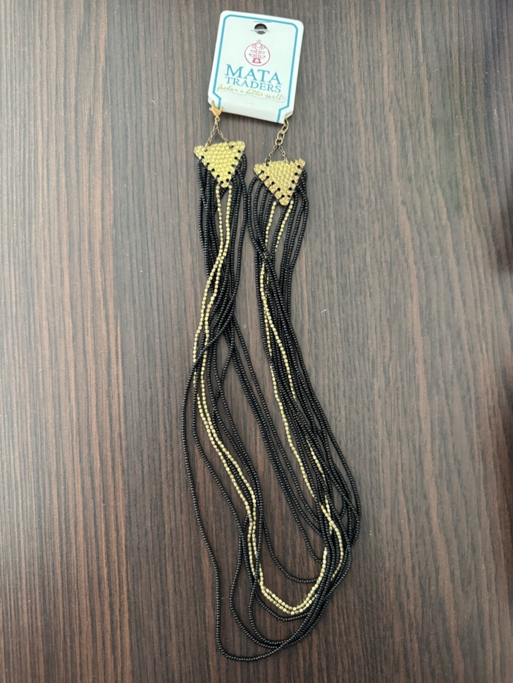 Mata Traders Black and Gold Layered Bead Necklace